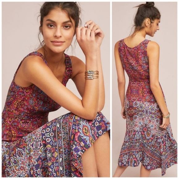 Anthropologie Maeve Floral Boho Violette Dress 4 - Picture 2 of 4